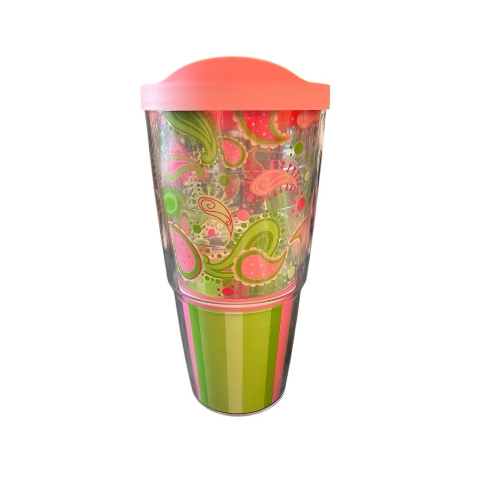 Tervis Large 24oz Insulated Tumbler-Mug-Pink and Mint Green Paisley Print